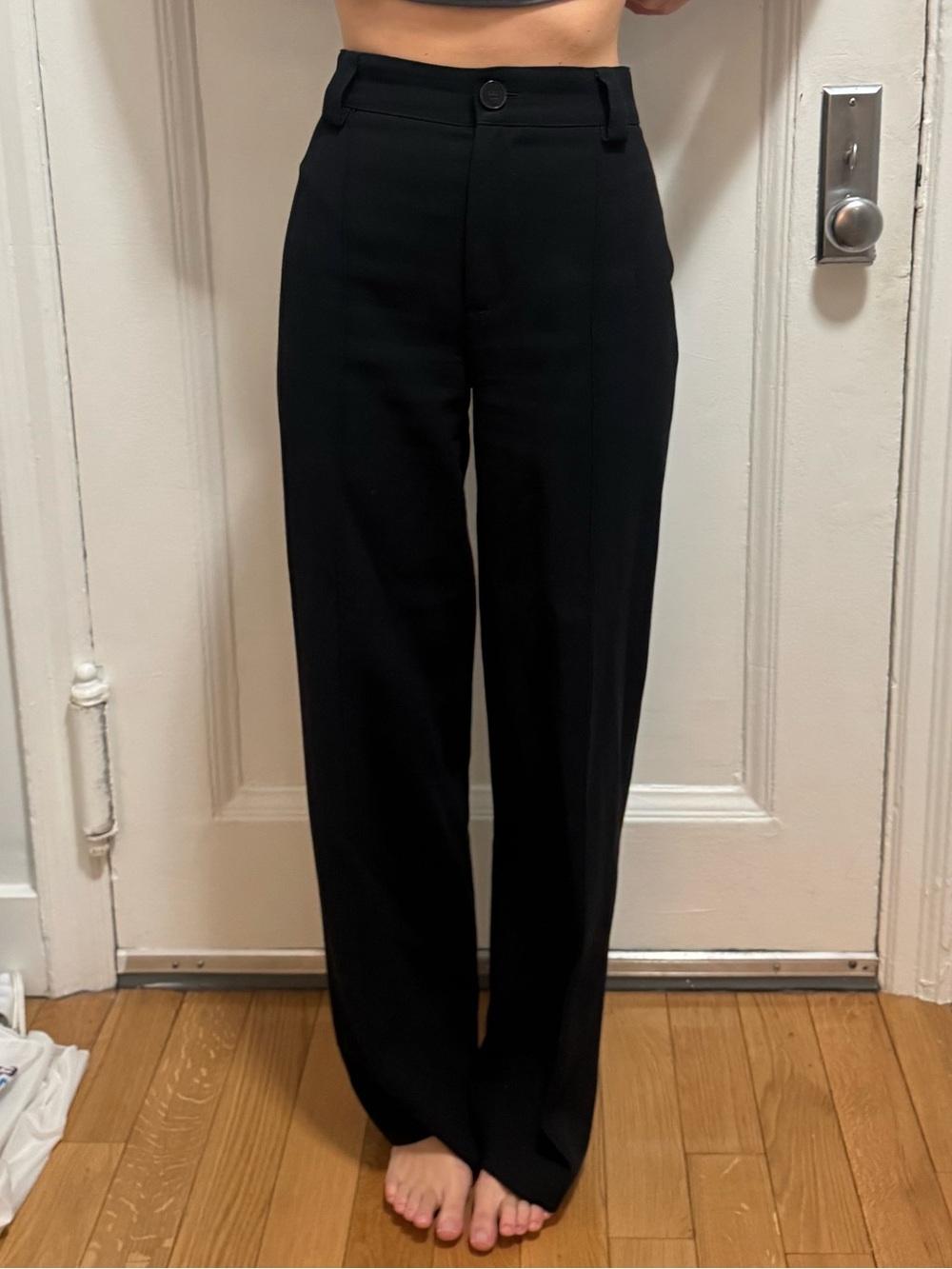 Zara Black High-Waist Wide-Leg Trousers